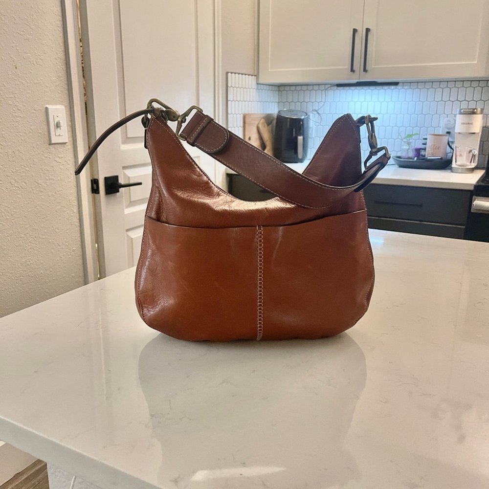 MARGO Cognac / Caramel / Camel Genuine Leather Hobo Bag Purse - Picture 4 of 16